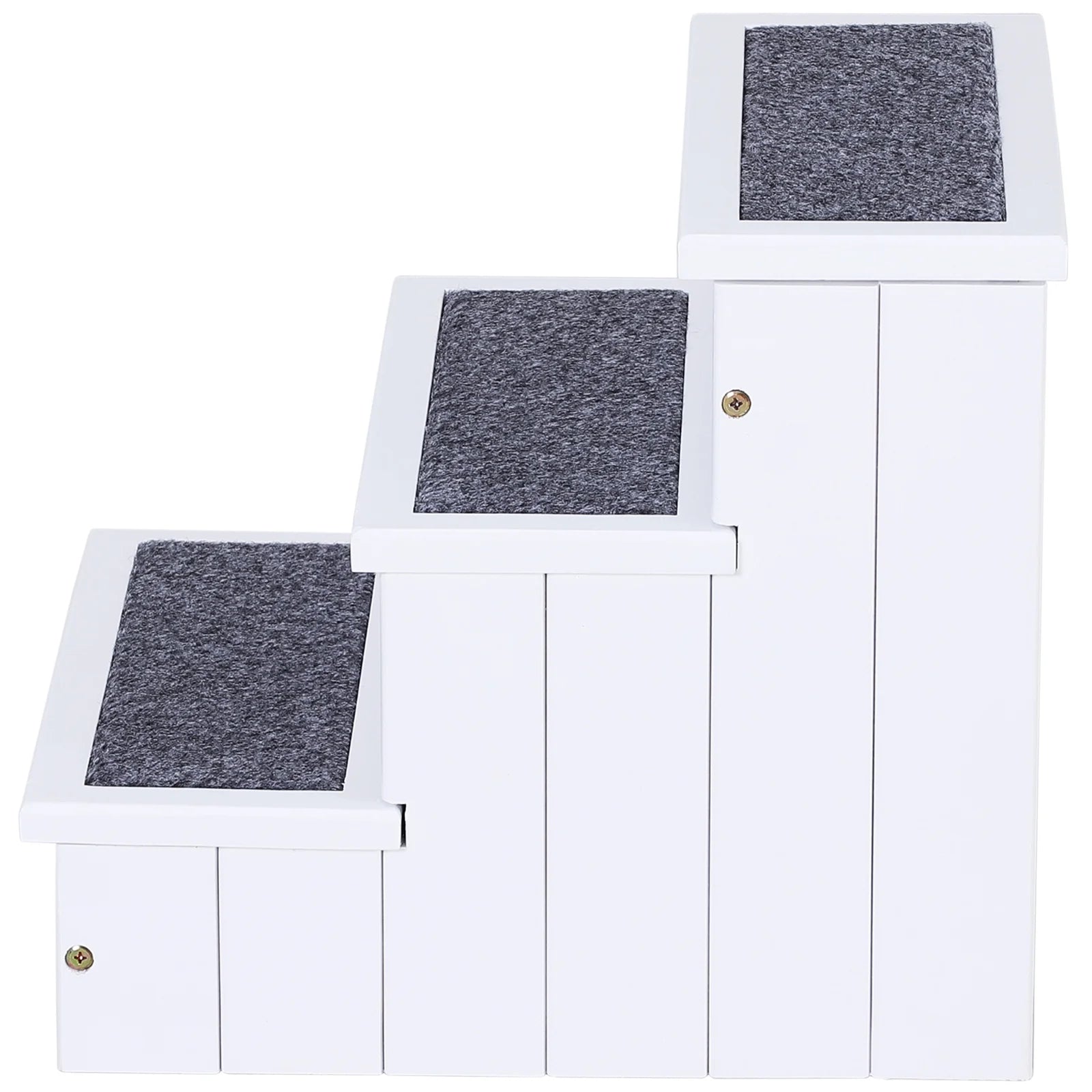4-Step Wooden Carpeted Non-Slip Pet Stairs Ramp for Cats and Small Dogs - White