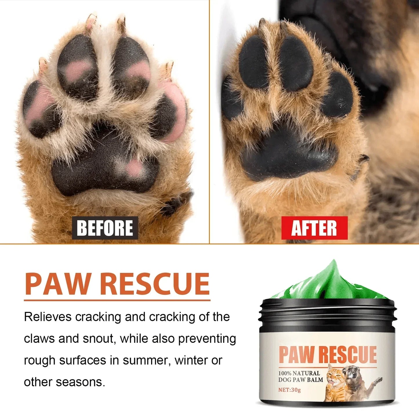 Pet Paw Care Cream and Cleaner for Dogs and Cats - Moisturizing Balm for Healthy Paws, 30G