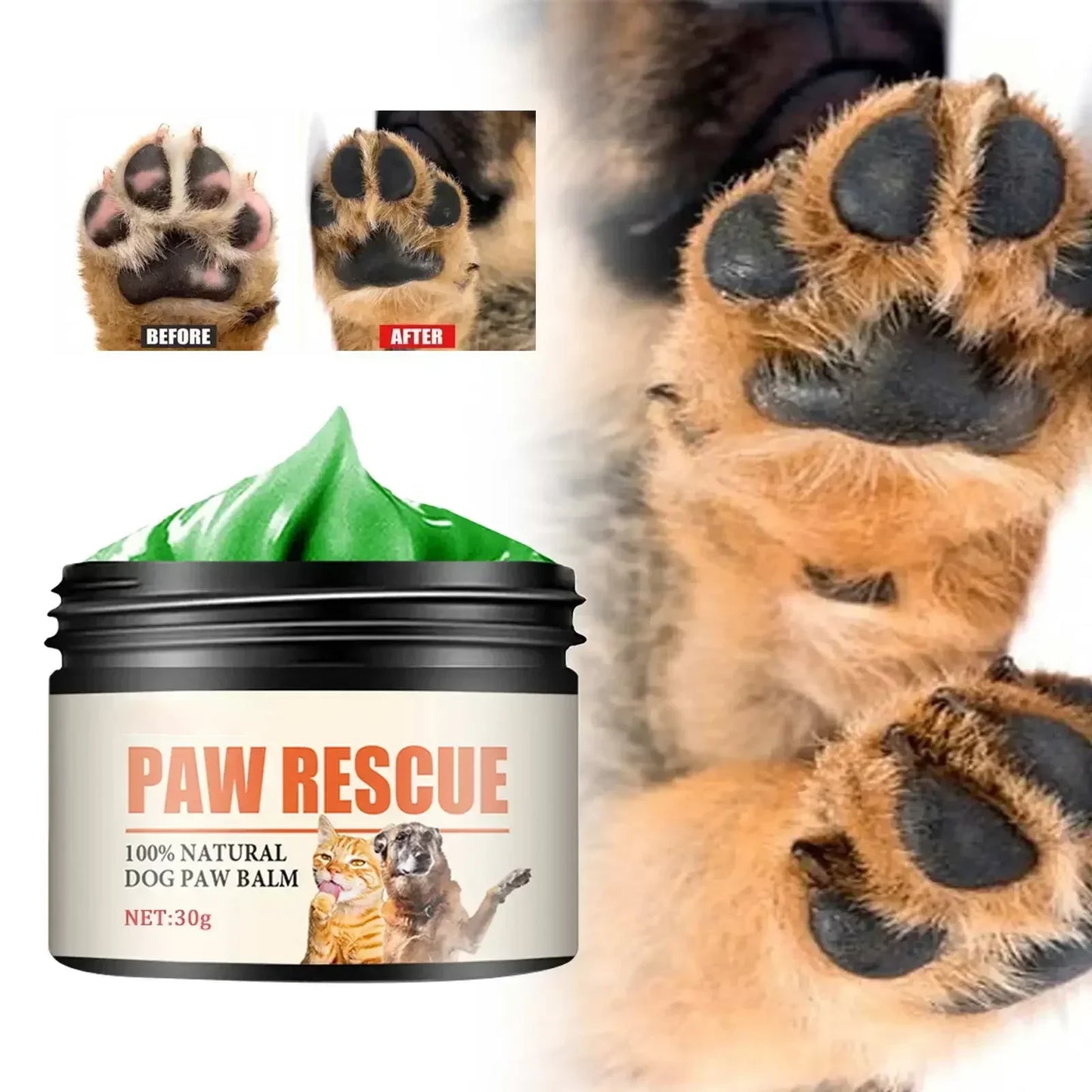 Pet Paw Care Cream and Cleaner for Dogs and Cats - Moisturizing Balm for Healthy Paws, 30G