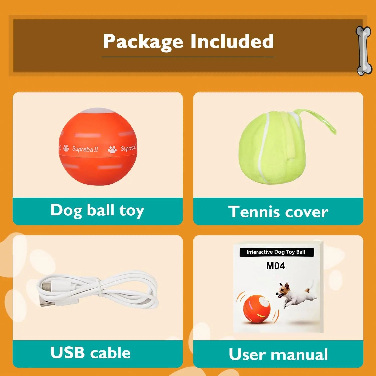 Interactive Dog Toys Dog Ball,[Newly Upgraded] Durable Motion Activated Automatic Rolling Ball Toys For/Small/Medium/Large Dogs,Usb Rechargeable Springtok