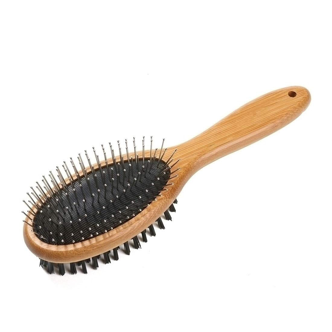 Kylepet Double-Sided Slicker Brush with Bamboo Handle for Grooming Long-Haired Dogs and Cats - Effective for Shedding, Tangles, and Dead Undercoat Removal
